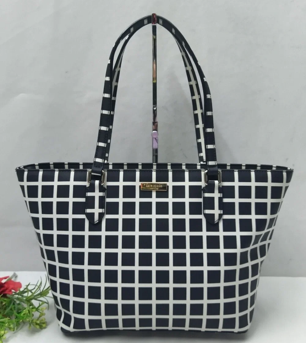 Kate Spade Dally Laurel Way Black White Double Handle Zipper Tote Bag